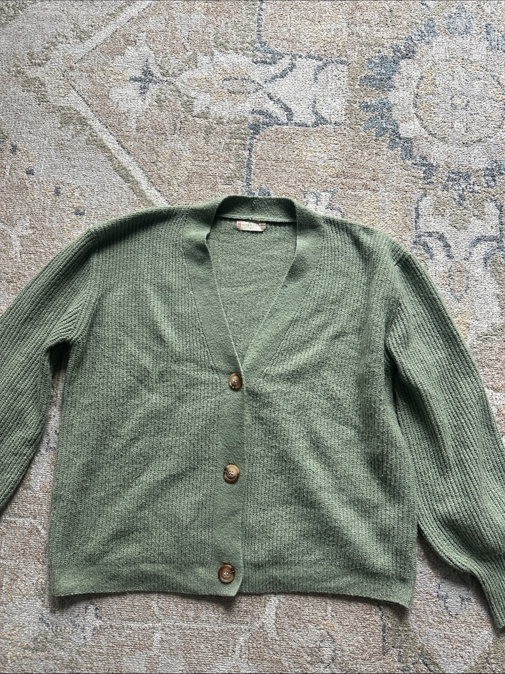 Altar'd State Olive Sage Button-Front Knit Cardigan